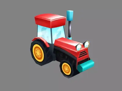 Cartoon tractor Low-poly 3D model buy