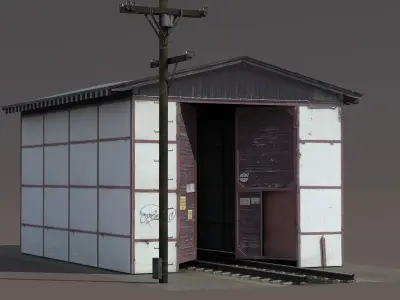 Train Building Low-poly 3D model