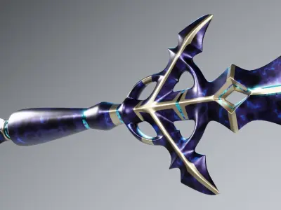 Fantasy Blue Lightning Sword Low-poly 3D model