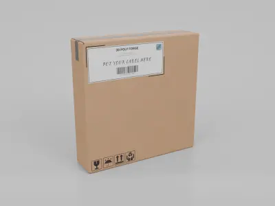 Cardboard Box R-144 - Rigged and Customizable Low-poly 3D model