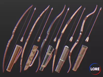 Medieval Collection Weapons Bows and Arrows 3D Model Pack purchase