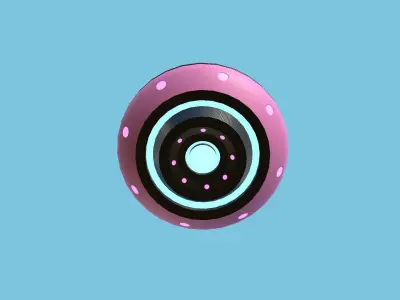 Cartoon UFO A7 - SciFi Flying Saucer - Pink Low-poly 3D model