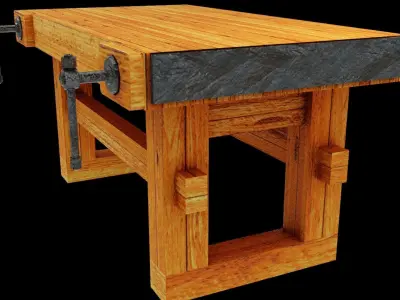 Workbench with Vises Low-poly 3D model