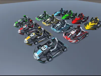 LowPolyKartsWithPlayerMegaPack go - kart racers Low-poly 3D model