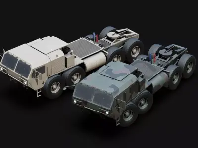Military Tractor Unit Low-poly 3D model