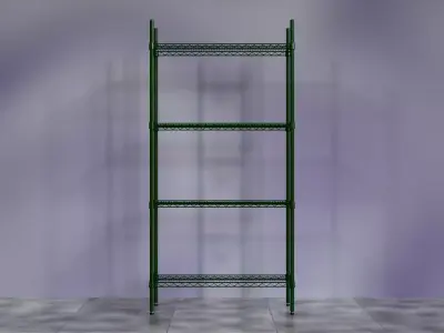 Wire Shelves - 36 inches X 14 inches X 72 inches in green epoxy Low-poly 3D model
