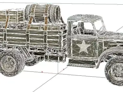 1940s Military Transporter Truck Vintage Cargo Vehicle 3D model