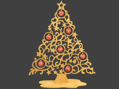 Wooden Christmas Accessories Collection V2 3D model