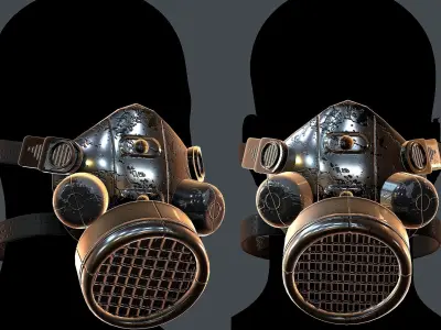 Gas mask helmet 3d model scifi Low-poly  Low-poly 3D model 2