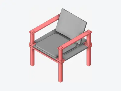 Chair - Armchair - Contemporary - Fire Low-poly 3D model