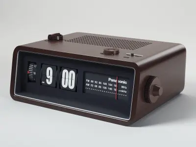 Retro Radio Alarm Flip Clock 3D model