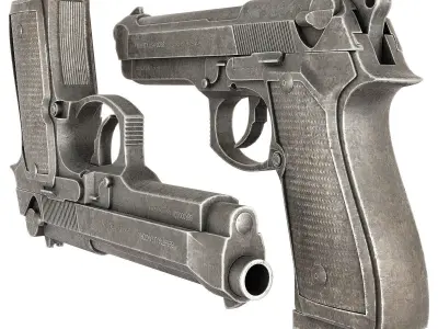 Berreta pistol 3d model Low-poly 3D model