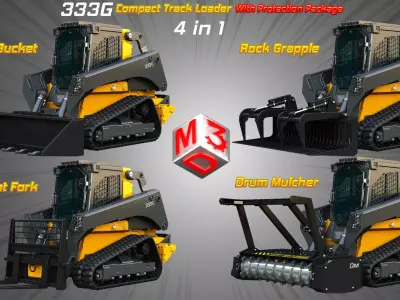 333G Compact Track Loader - 4 in 1 3D Model Pack purchase
