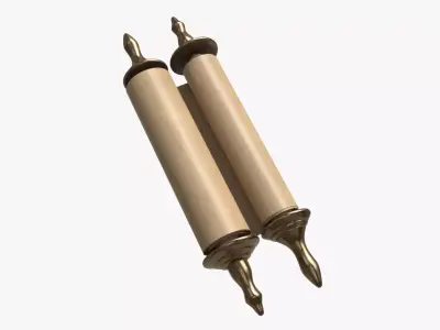 Ancient Scroll With Metal Rods blank 03 3D model