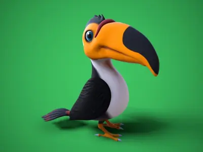 cartoon toucan Low-poly 3D model
