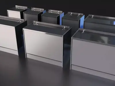 Supermarket Metal Shelf Display Set Low-poly 3D model