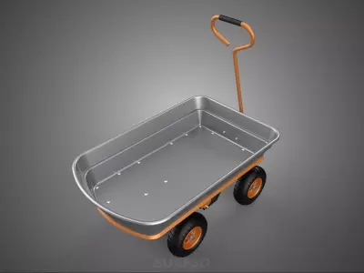 GARDEN POLY DECK UTILITY TROLLEY CART TRAILER WAGON FOUR 4 WHEEL 3D model