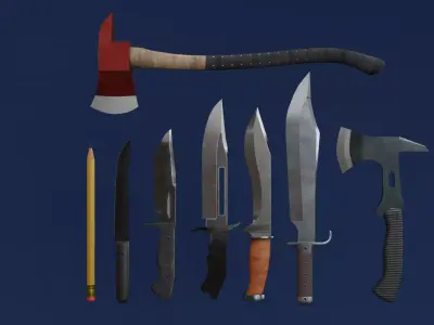 Knives Package Low-poly 3D model
