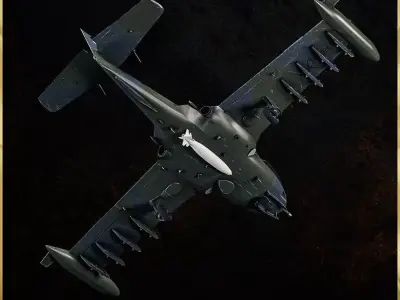 B12 War Plane - 3D ASSET - Game Ready - 3D Art Low-poly 3D model