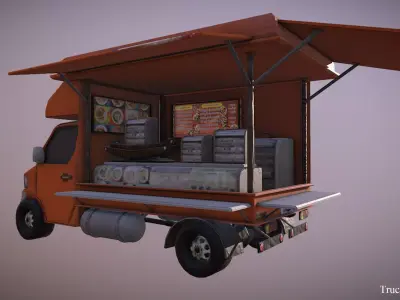 Thailand truck noodle shop low poly Low-poly 3D model