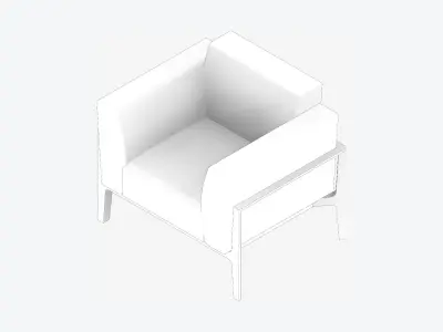 Furniture - Sofa - Contemporary - Oak - Armchair Low-poly 3D model