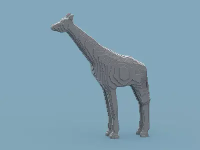 Voxel Giraffe Low-poly 3D model