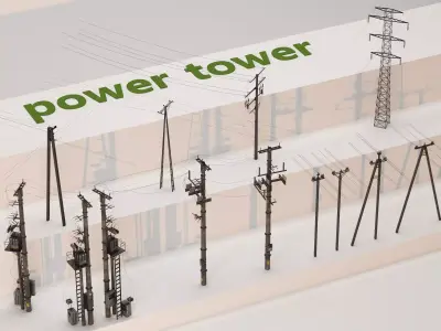 Electric Transmission Towers low Low-poly 3D model