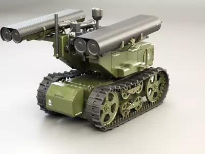 Military Tracked Robot V2 Military Green 3D model