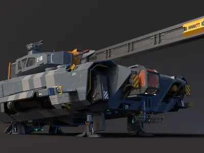 Spaceship Tank Low-poly 3D model