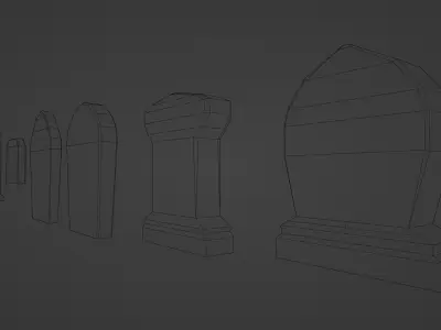 Cemetery gravestone set 18 units Low-poly 3D model