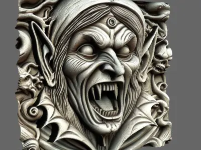 STL Vampire Halloween stlbasrelief basrelief 3D model