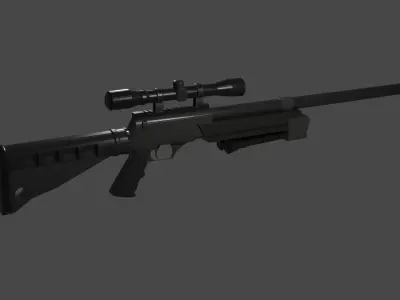 3D Sniper Low Poly - Model and Textures Low-poly 3D model