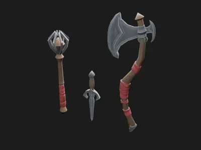 Stylized Weapon Set Low-poly 3D model