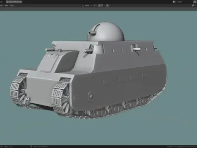 FIAT2000 TANK BASE MESH Low-poly 3D model