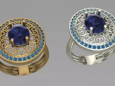 Oval shape gold ring 3D print model