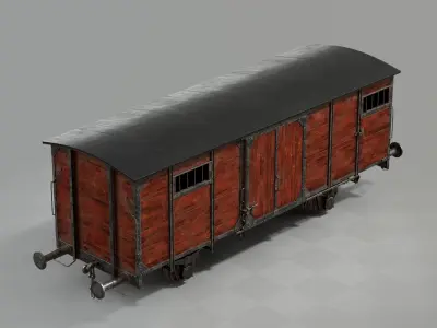 Wooden Freight Wagon 3D model