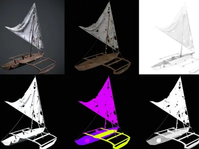 Old Ship Low-poly 3D model