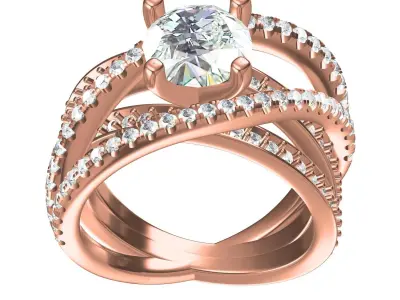 Antique Twisted Split Shank Diamond Engagement Ring 3D print model