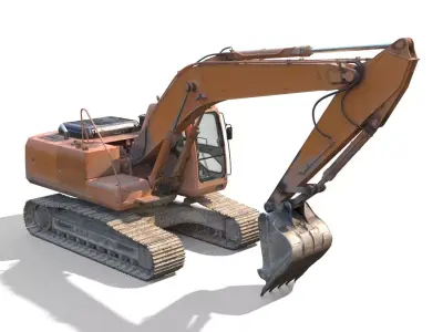 Generic PBR Rigged Excavator Low-poly 3D model