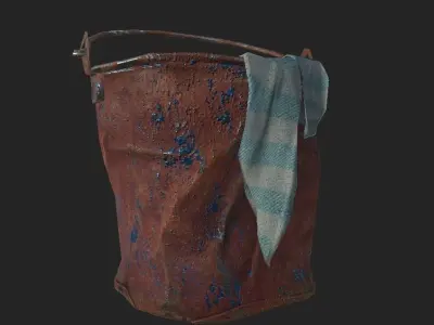 Old tin bucket Low-poly 3D model