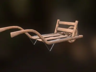 Old Wheelbarrow Dark Low-Poly PBR VR AR Low-poly 3D model