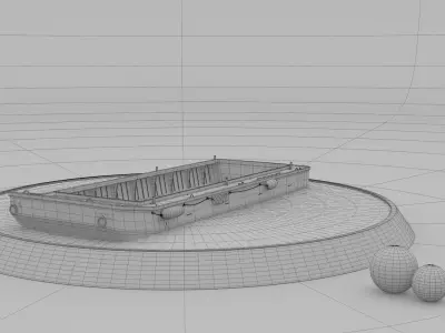 Barge old boat 3D model