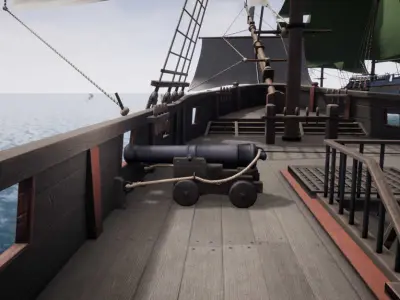 Ship Cannon Free low-poly 3D model