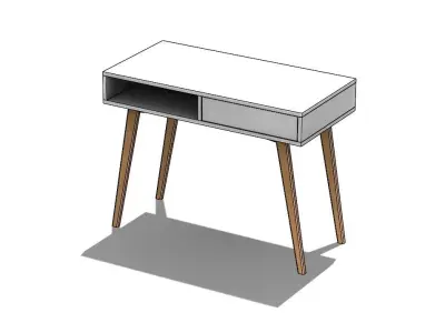 Retro table wooden Low-poly 3D model