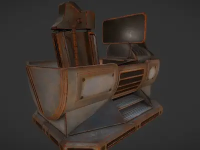 Futuristic Control Module Rusty Version Low-poly 3D model