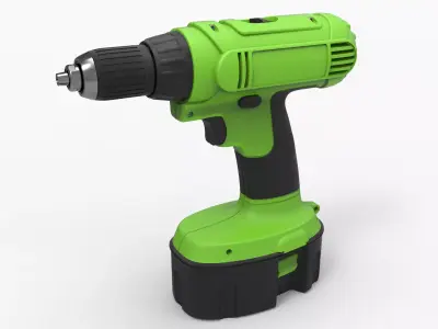 Drill machine with battery 3D model