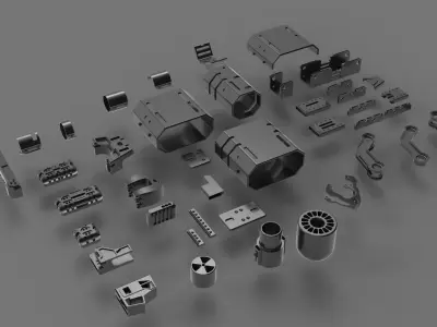 Hard surface kitbash scifi Pack 3D model