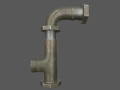 Industrial Pipe low poly 3d model Low-poly 3D model
