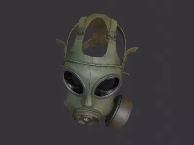 Olive Gas Mask Prop with Filter Low-poly 3D model