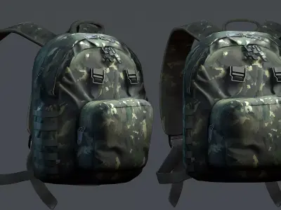 Backpack military combat Black baggage bag luggage Low-poly 3D model buy